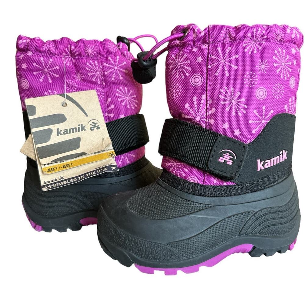 NWT Kamik Winter Snow Boots purple & black Toddler Girl's 8